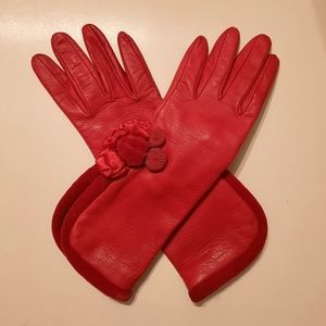 Vintage red leather gloves